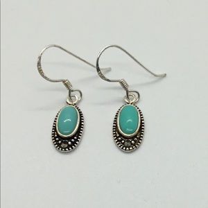 Sterling Silver Turquoise and Marcasite Dangle Earrings